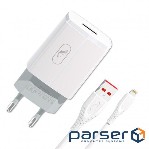 Зарядний пристрій SkyDolphin SC06L (1USBx2.4A) White (MZP-000178) + кабель Lightning