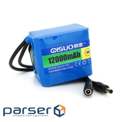 Акумуляторна батарея літієва QiSuo 12V 12A з елементами Li-ion 18650, DC5.5x2.1, (79x57x68 (QS-1212) Li-ion 18650, DC5.5x2.1, (79x57x68 (QS-1212)