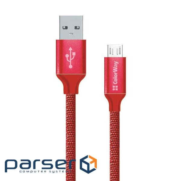 Дата кабель USB 2.0 AM to Micro 5P 2.0m red ColorWay (CW-CBUM009-RD)