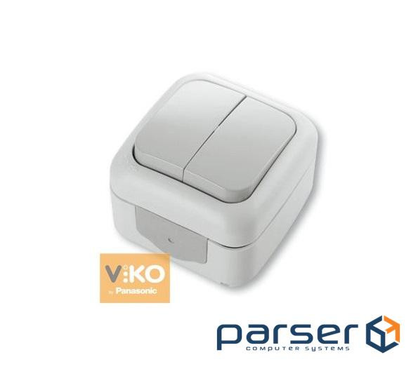 Вимикач подвійний ViKO Palmiye зовнішнього монтажу, вологозахищений IP54, AC:110-250V, 10A (YT42493)