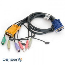 1.2 м. Кабель / шнур, монітор + клавіатура + миша PS / 2 + 2 х Audio (звук, мікрофон) => SPHDB- (2L-5301P)