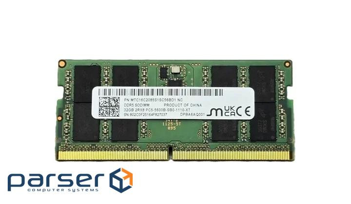 Модуль пам"яті SO-DIMM DDR5 32GB 5600 Micron C46 (MTC16C2085S1SC56BD1)