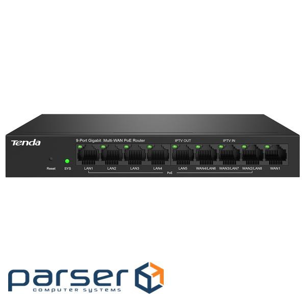 Маршрутизатор Tenda G0-8G-PoE (3xGE WAN/LAN, 1xGE WAN, 5xGE LAN, Multi-WAN, Dual WAN, max PoE 95W, s