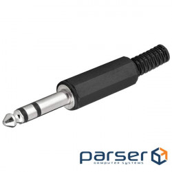 Штекер FreeEnd-Jack 6.3mm,/M конектор Stereo Plastic+Cable,чорний (75.01.1036-1)