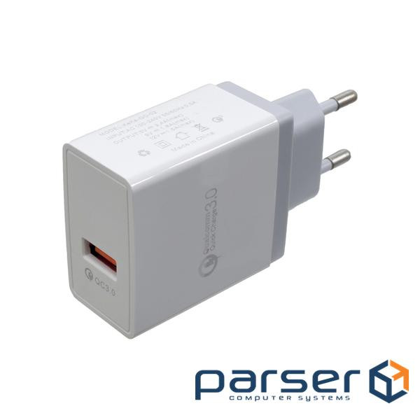 Зарядний пристрій Patron USB QC3.0 2.4A white (PN-QC3-220V-W)