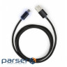 Дата кабель USB 2.0 AM to Type-C 1m LED black Vinga (VCPDCTCLED1BK)