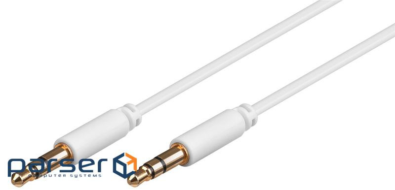 Кабель аудіо-сигнальний Jack 3.5mm 3pin M/M 2.0m,Shielded AWG28 D=2.6mm AUX Cu,білий (75.06.9113-50 (75.06.9113-50