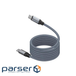 Дата кабель USB-C to USB-C 1.2m Promate (springy.grey)