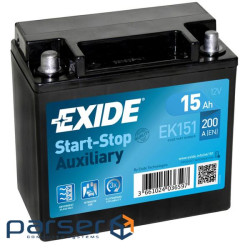 Акумулятор автомобільний EXIDE START STOP AUXILIARY 15Ah (+/-) (200EN) (EK151)