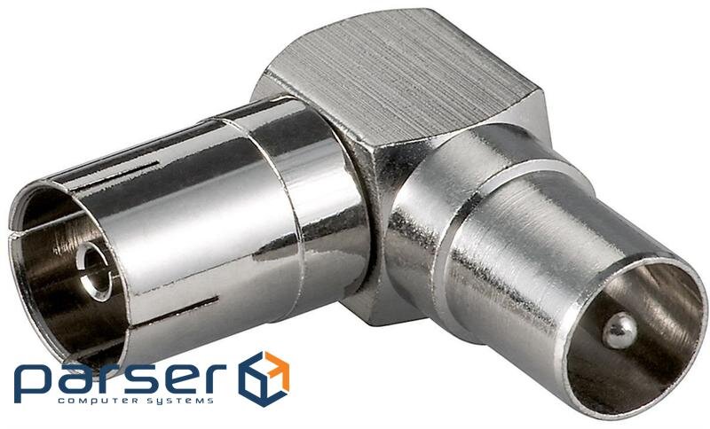 Перехідник антенний RF:Coaxial M/ F,адаптер кутовий металевий,металік (25.02.5060-1)