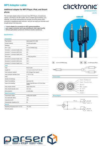 Кабель аудіо-адаптер Jack 3.5mm 3pin-RCAx2 M/M 7.5m,Casual D=3.9+6.0mm 96xWires,синій (75.07.0470-1 (75.07.0470-1