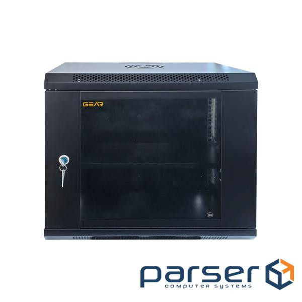 Шафа настінна GEAR 9U 19" 600x600x450 мм, + полка 19", black (GWMSN-9U-600-600)