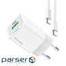 Мережевий зарядний пристрій ColorWay, White, 30 Вт , GaN, 1xType-C (PD3.0) / 1xUSB (CW-CHS053PDC-WT)