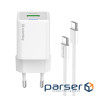 Мережевий зарядний пристрій ColorWay, White, 30 Вт , GaN, 1xType-C (PD3.0) / 1xUSB (CW-CHS053PDC-WT)
