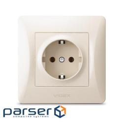 Розетка Videx BINERA 1а із заземленням кремова (VF-BNSK1G-CR)