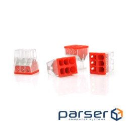 Самозатискна 6-провідна клема WAGO К773-206, 6-pin, прозоро-червона, упаковка 15 шт, ці (К206 / 15)