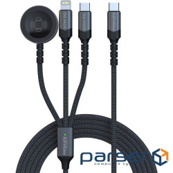Кабель Promate USB Type-C - USB Type-C (M/M) Lightning 27W 60W Apple MagSafe 1 (icharge-trio.black)