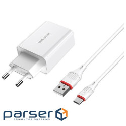 Зарядний пристрій BOROFONE BA21A Long journey single port QC3.0 charger set (Type-C) White (BA21ACW)