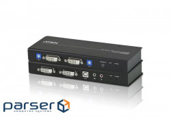 DVI DUAL View USB KVM подовжувач з підтримкою порту RS-232, Відстань передачі сигналів по (CE604)