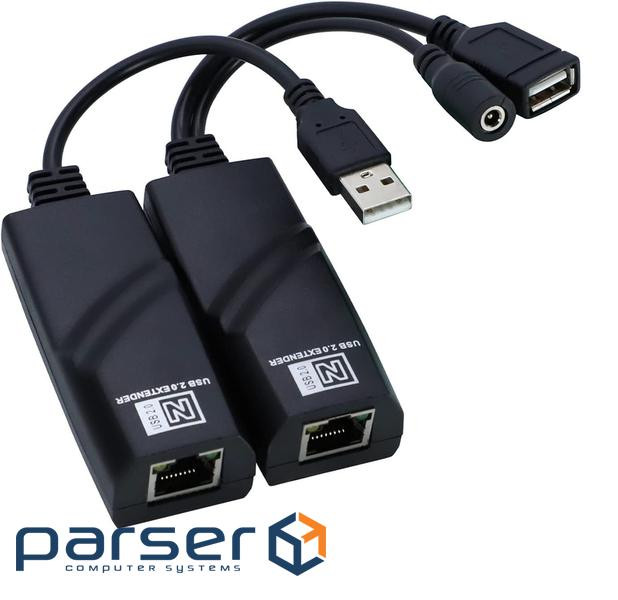 Подовжувач пристроїв активн USB2.0 A M/F (over RJ45),x1 100m Act,чорний (62.09.8360-1) (62.09.8360-1)