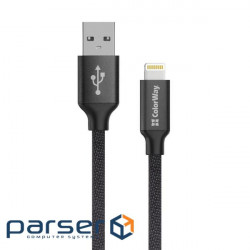 Date cable USB 2.0 AM to Lightning 2.0m black ColorWay (CW-CBUL007-BK)