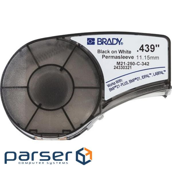 Brady Label Heat Shrink Tubing, 2.39 - 5.46mm, Black on White (M21-250-C-342)