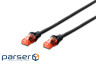 Patch cord Digitus CAT 6 UTP, 0.25m, AWG 26/7, Cu, LSZH, black (DK-1617-0025/BL)