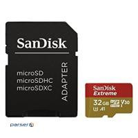 Memory card SanDisk 32GB microSDHC V30 A1 UHS-I U3 R100/ W60MB/ s 4K Extreme + (SDSQXAF-032G-GN6MA)