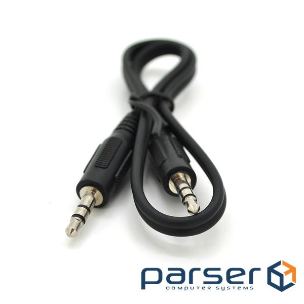 Кабель AUX Audio DC3.5 тато-тато 0,4м, GOLD Stereo Jack, (круглий) Black cable, Пакет Q500 (YT28014)