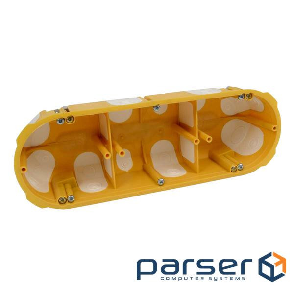 Підрозетник в пустотілі стіни, потрійний, з еластичними вводами, ПВХ, жовтий, 209 (KPL 64-50/3LD_NA) , 209 (KPL 64-50/3LD_NA)