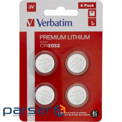 Батарейка VERBATIM Premium Lithium CR2032 4шт/уп (49533)