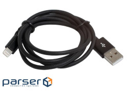 Кабель USB - Lightning 1 м Patron, Black, 2.4A (PN-LIGHT-1M-B) (CAB-PN-LIGHT-1M-B)