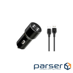 Зарядний пристрій XO TZ09 2.4A/2 USB + cable microUSB Black (XO-TZ09M-BK)
