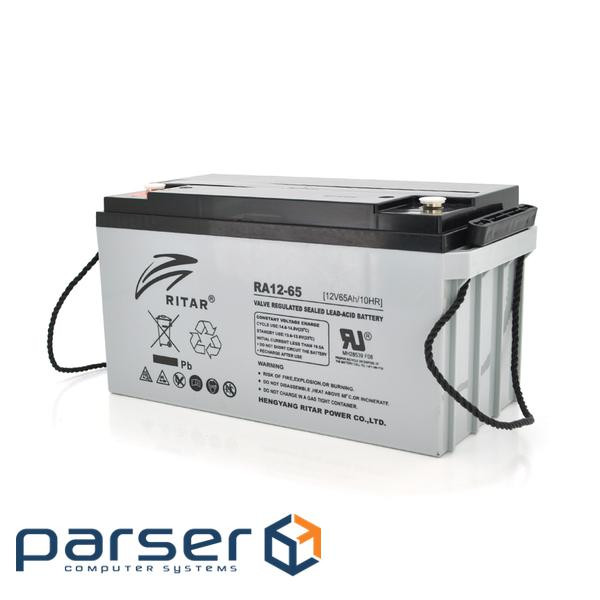 Акумуляторна батарея AGM RITAR RA12-65, Gray Case, 12V 65.0Ah (350 x 167 x 182)