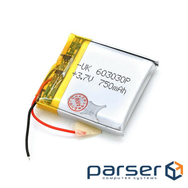 Літій-полімерний акумулятор 6*30*30mm (Li-ion 3.7В 550мА&middot,год) (603030) ) (603030)