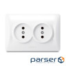 Розетка подвійна, Videx Binera, White, без заземлення, IP20, 16A, 118 x 86 мм (VF-BNSK2-W)