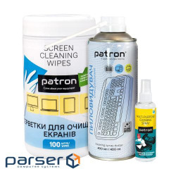 Набір Patron, що чистить: серветки в тубі для екранів (100 шт), спрей для оргтехніки, з (CS-PN-BUNDL-7)