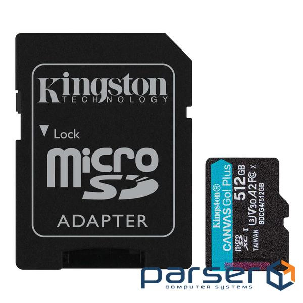 Карта пам"яті Kingston 512GB microSDXC сlass 10 UHS-I U3 V30 A2 Canvas Go Plus G4 (SDCG4/512GB)