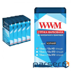 Ribbon for printers 13mm x 12m HD k. Black*5pcs WWM (R13.12H5)