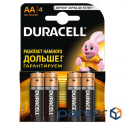 Батарейка Duracell AA лужні 4 шт. в упаковці (5000394052536 / 81551270) (5000394052536 / 81551270)