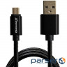 Date cable USB 2.0 AM to Micro 5P 1.0m Cu, 2.1A, Black Grand-X (MM-01B)