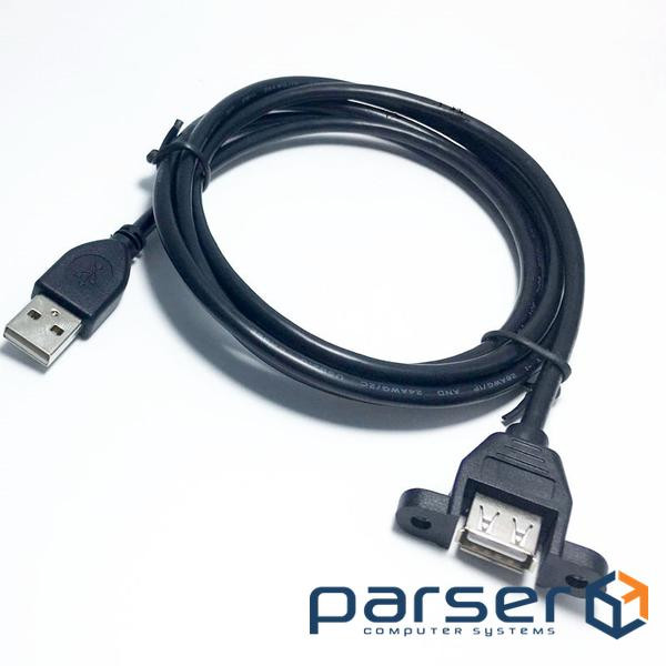 Кабель пристроїв-подовжувач USB2.0 A M/F 1.0m,AWG24+28 PanelMount D=4.5mm Gold,чорний (62.09.8333-1 (62.09.8333-1