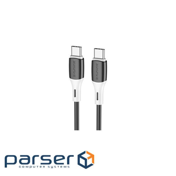 Дата кабель USB-C to USB-C 1.0m 3A 60W silicone black BOROFONE (6974443384802)