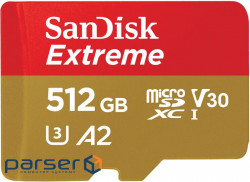 Memory card SanDisk 512 GB microSDXC UHS-I U3 V30 A2 Extreme + SD-Adapter (SDSQXAV-512G-GN6MA)
