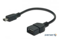 Date cable USB 2.0 AF to mini-B 5P OTG 0.2m Digitus (AK-300310-002-S)