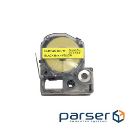 Стрічка для принтера етикеток UKRMARK E-LC3YBP-BK/YE, сумісна з Epson LC-3YBP, 9 мм х 8 м. (900370)
