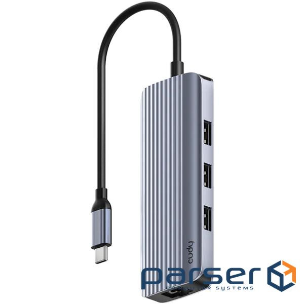 Хаб USB-С 6-в-1,1хHDMI 4K, 1хUSB-C, 1хUSB-A 3.0 5 Гбіт/с, 2 х передачі даних USB-A 2.0, Cudy (UH606)