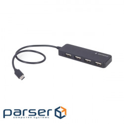 Концентратор USB Type-C Gembird 4хUSB2.0, пластик , Black (UHB-CM-U2P4-01)