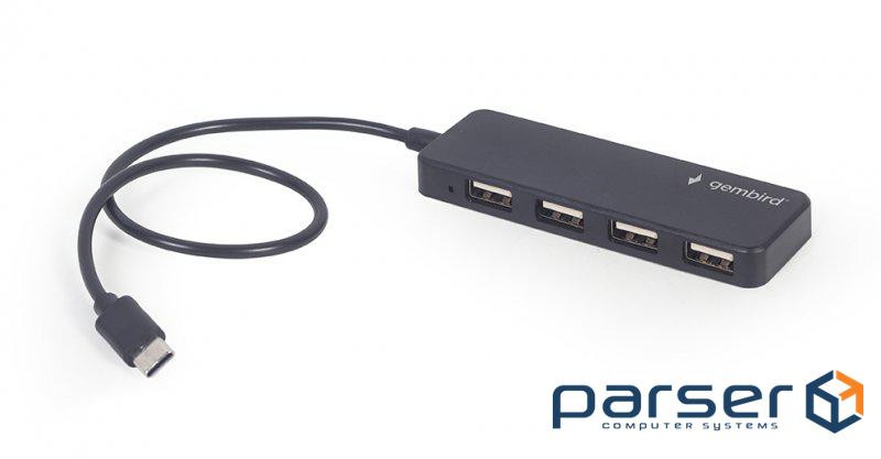 Hub USB Type-C Gembird 4xUSB2.0, plastic , Black (UHB-CM-U2P4-01)