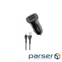 Зарядний пристрій XO TZ10 2.4A/2 USB + Micro USB Black (XO-TZ10-MC-BK)